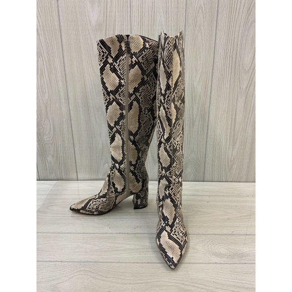 Marc Fisher Snake Print Heeled Boots - Picture 3 of 9